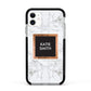 Personalised Marble Name Text Initials Apple iPhone 11 in White with Black Impact Case