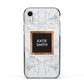 Personalised Marble Name Text Initials Apple iPhone XR Impact Case Black Edge on Silver Phone