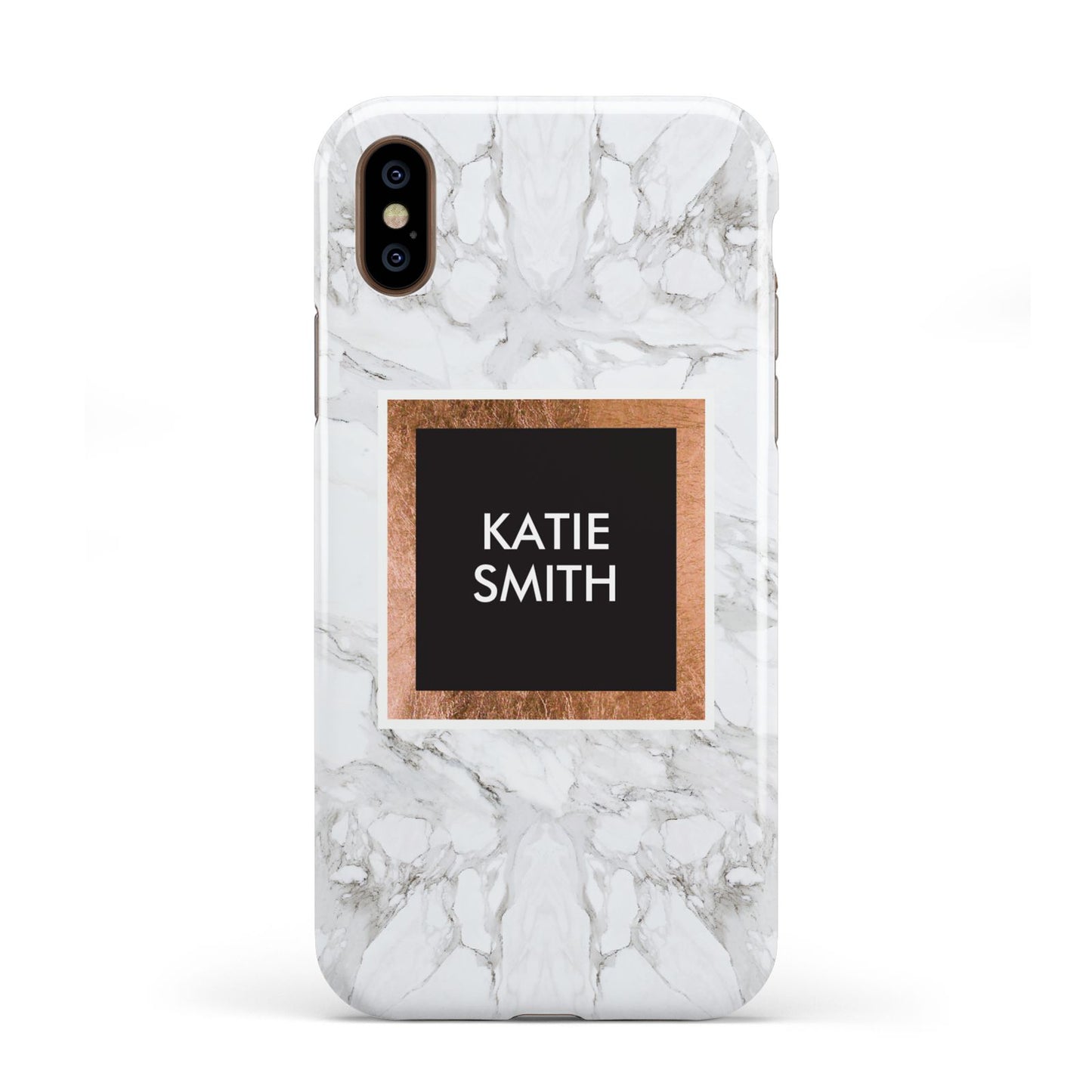 Personalised Marble Name Text Initials Apple iPhone XS 3D Tough