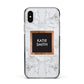 Personalised Marble Name Text Initials Apple iPhone Xs Impact Case Black Edge on Silver Phone