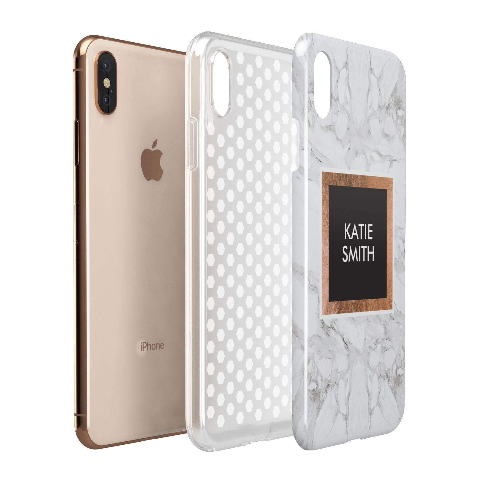 Personalised Marble Name Text Initials Apple iPhone Xs Max 3D Tough Case Expanded View