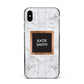 Personalised Marble Name Text Initials Apple iPhone Xs Max Impact Case Black Edge on Silver Phone