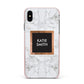 Personalised Marble Name Text Initials Apple iPhone Xs Max Impact Case Pink Edge on Black Phone