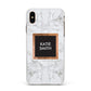 Personalised Marble Name Text Initials Apple iPhone Xs Max Impact Case White Edge on Gold Phone