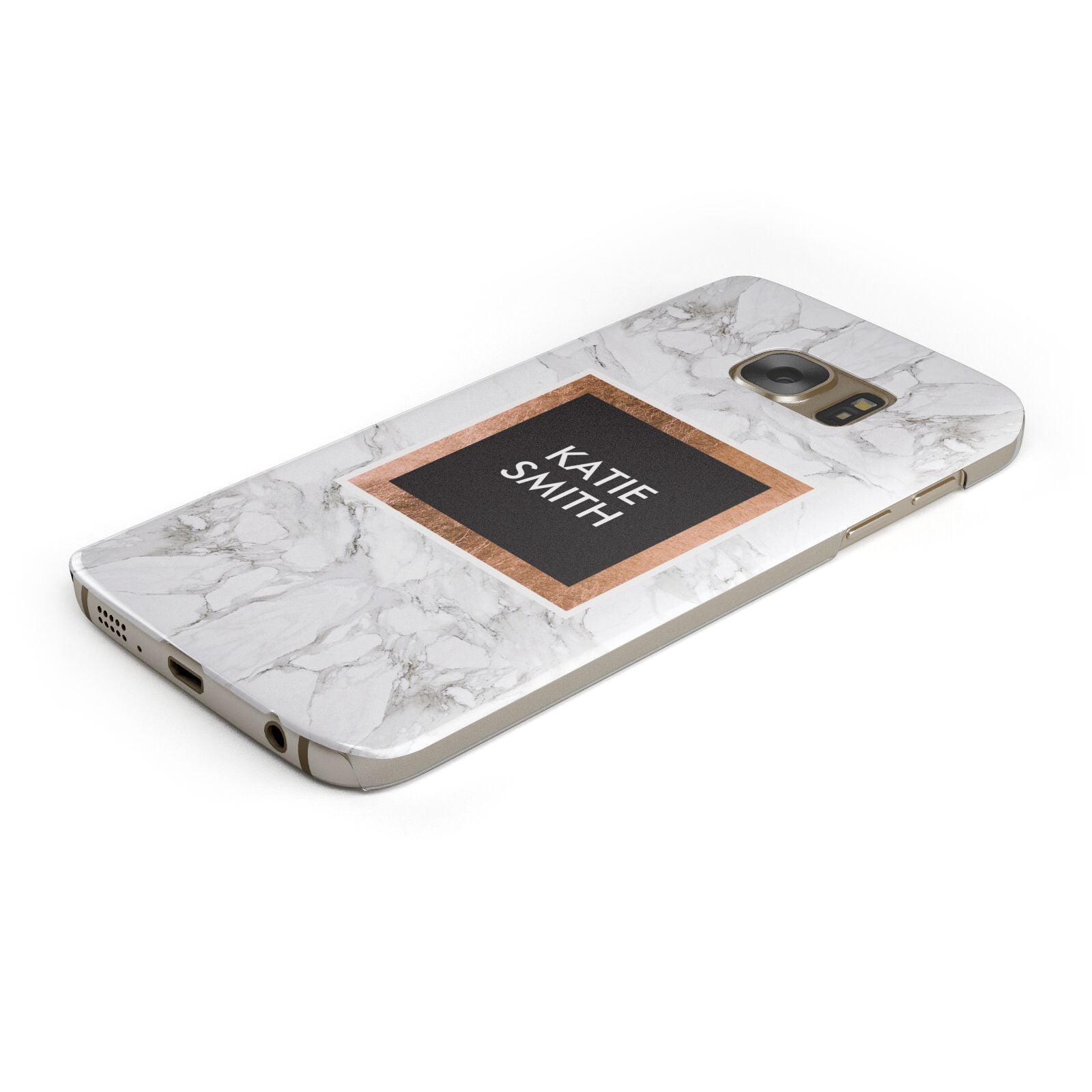 Personalised Marble Name Text Initials Protective Samsung Galaxy Case Angled Image