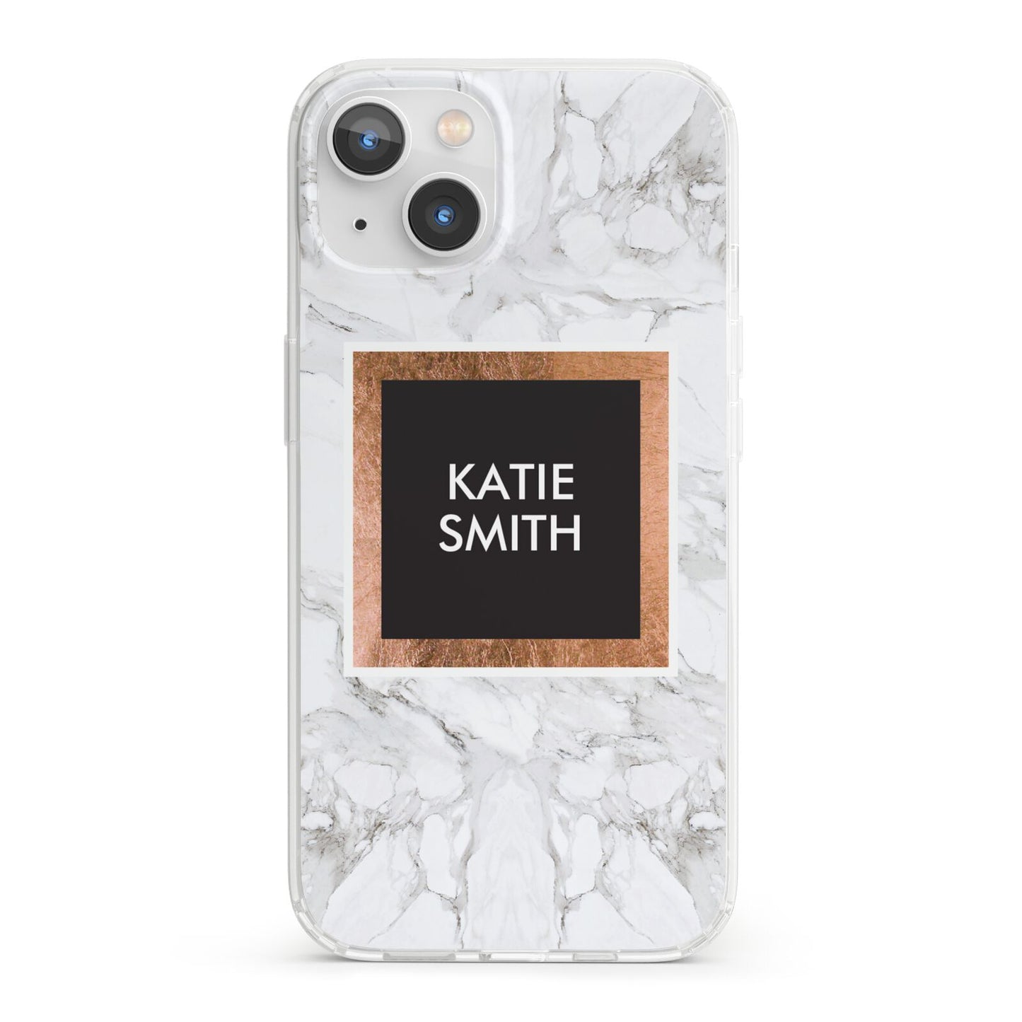 Personalised Marble Name Text Initials iPhone 13 Clear Bumper Case