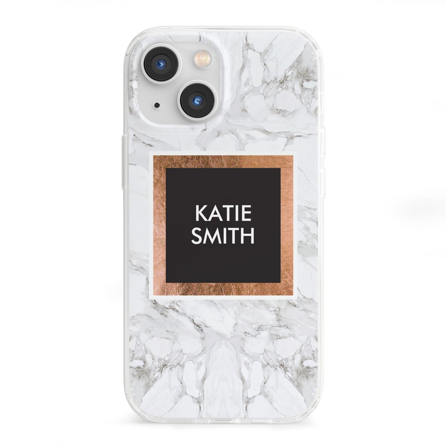 Personalised Marble Name Text Initials iPhone 13 Mini Clear Bumper Case