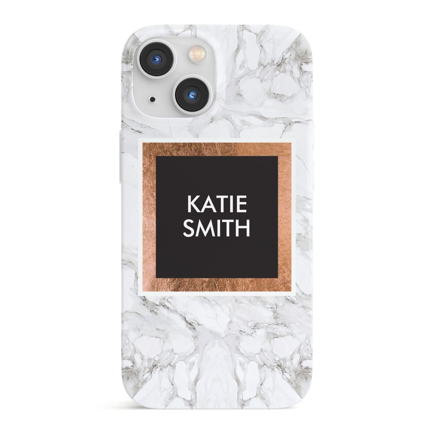 Personalised Marble Name Text Initials iPhone 13 Mini Full Wrap 3D Snap Case