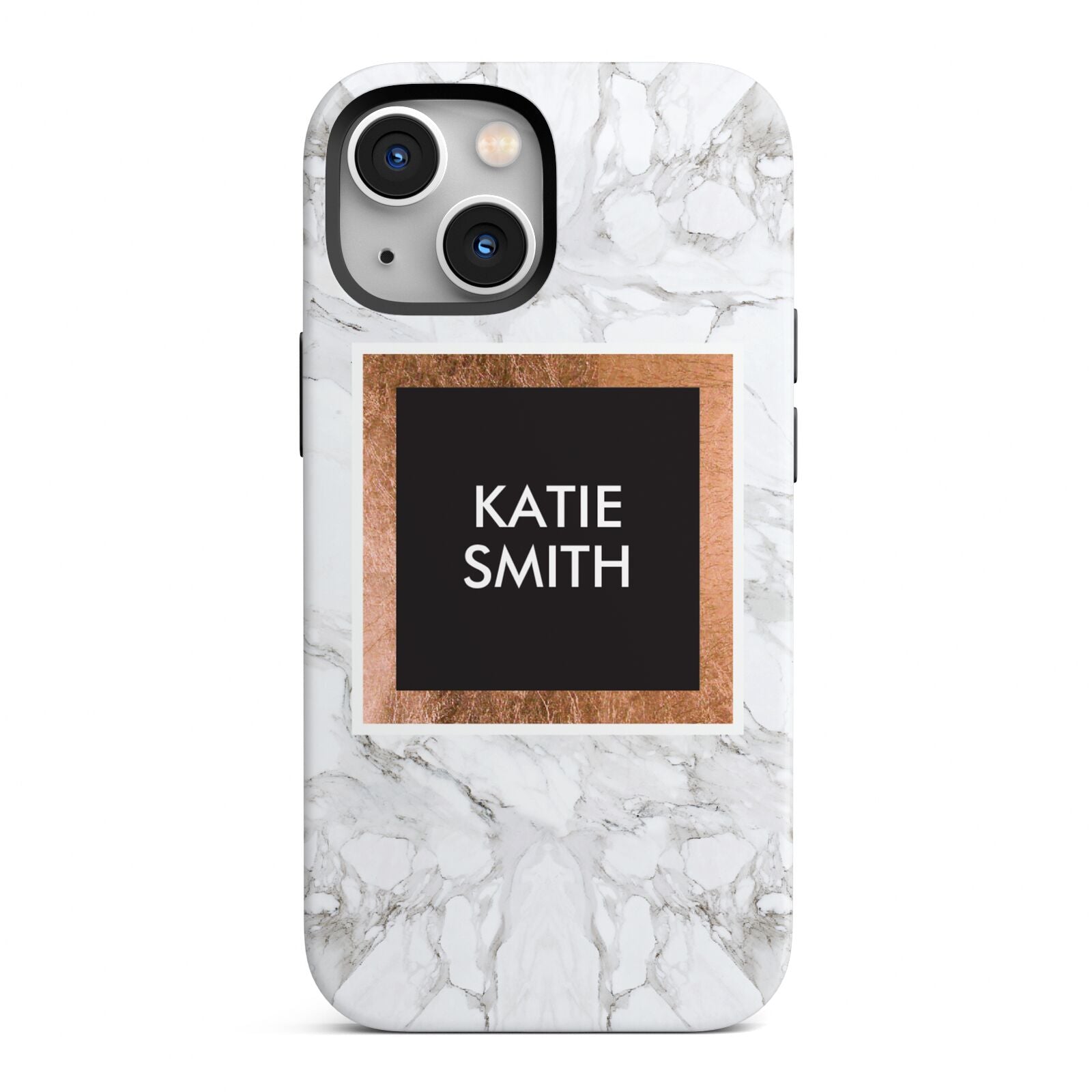 Personalised Marble Name Text Initials iPhone 13 Mini Full Wrap 3D Tough Case
