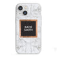 Personalised Marble Name Text Initials iPhone 13 Mini TPU Impact Case with White Edges