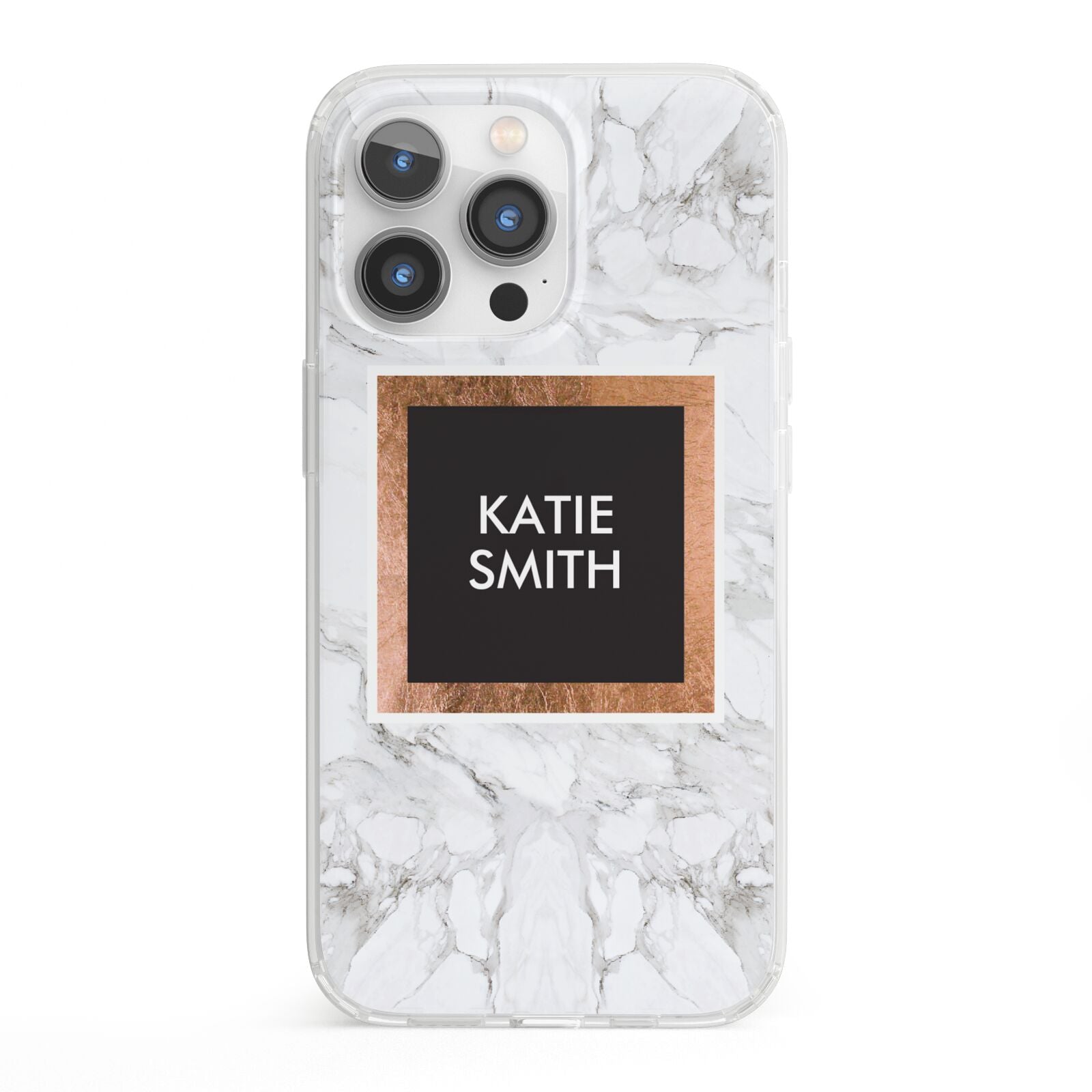 Personalised Marble Name Text Initials iPhone 13 Pro Clear Bumper Case