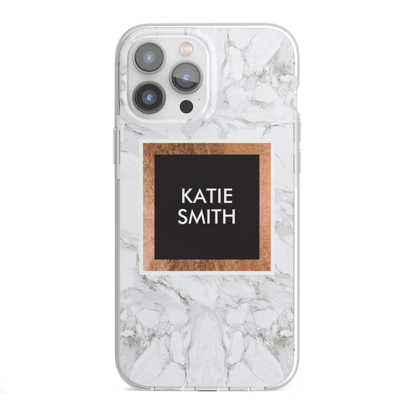 Personalised Marble Name Text Initials iPhone 13 Pro Max TPU Impact Case with White Edges