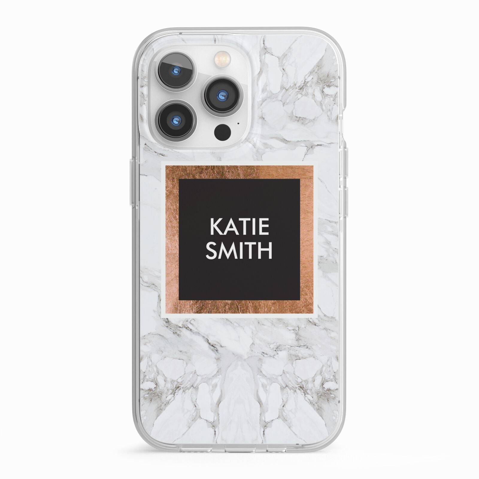 Personalised Marble Name Text Initials iPhone 13 Pro TPU Impact Case with White Edges