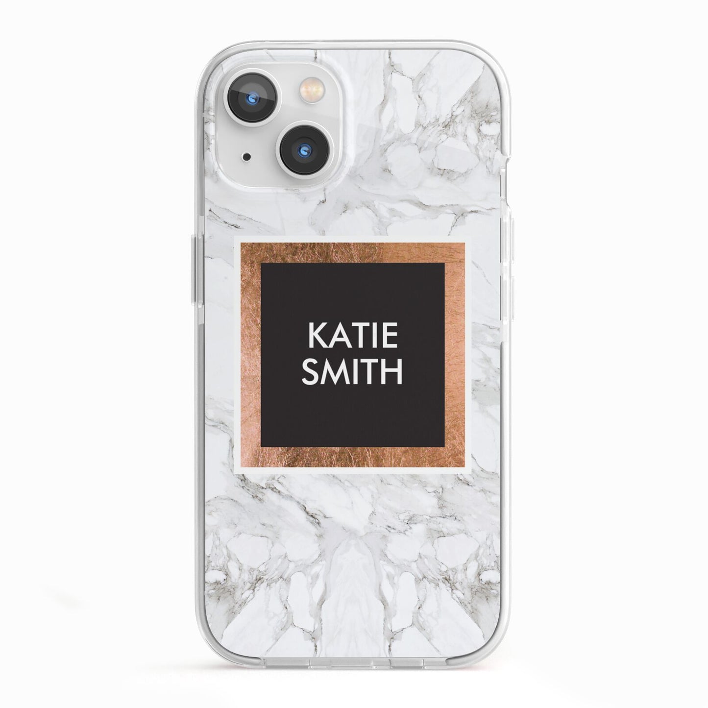 Personalised Marble Name Text Initials iPhone 13 TPU Impact Case with White Edges
