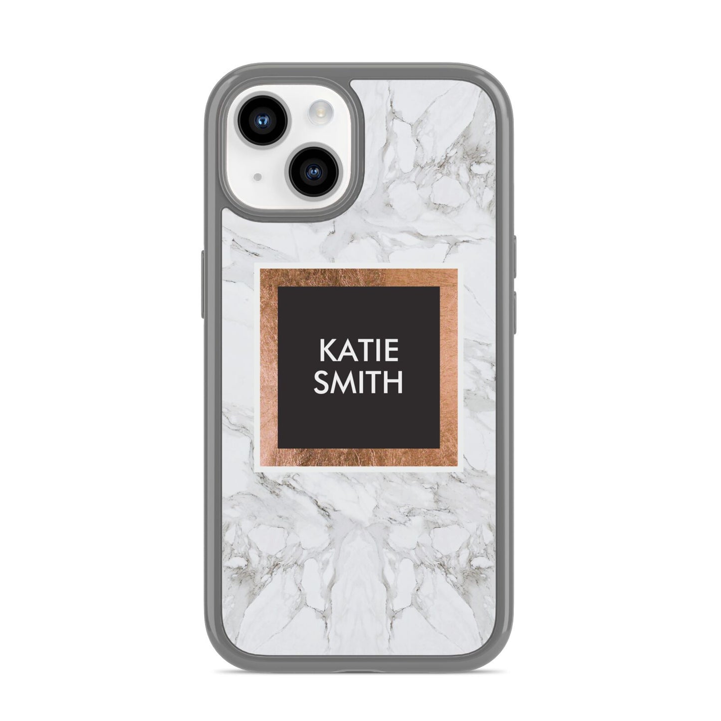 Personalised Marble Name Text Initials iPhone 14 Clear Tough Case Starlight