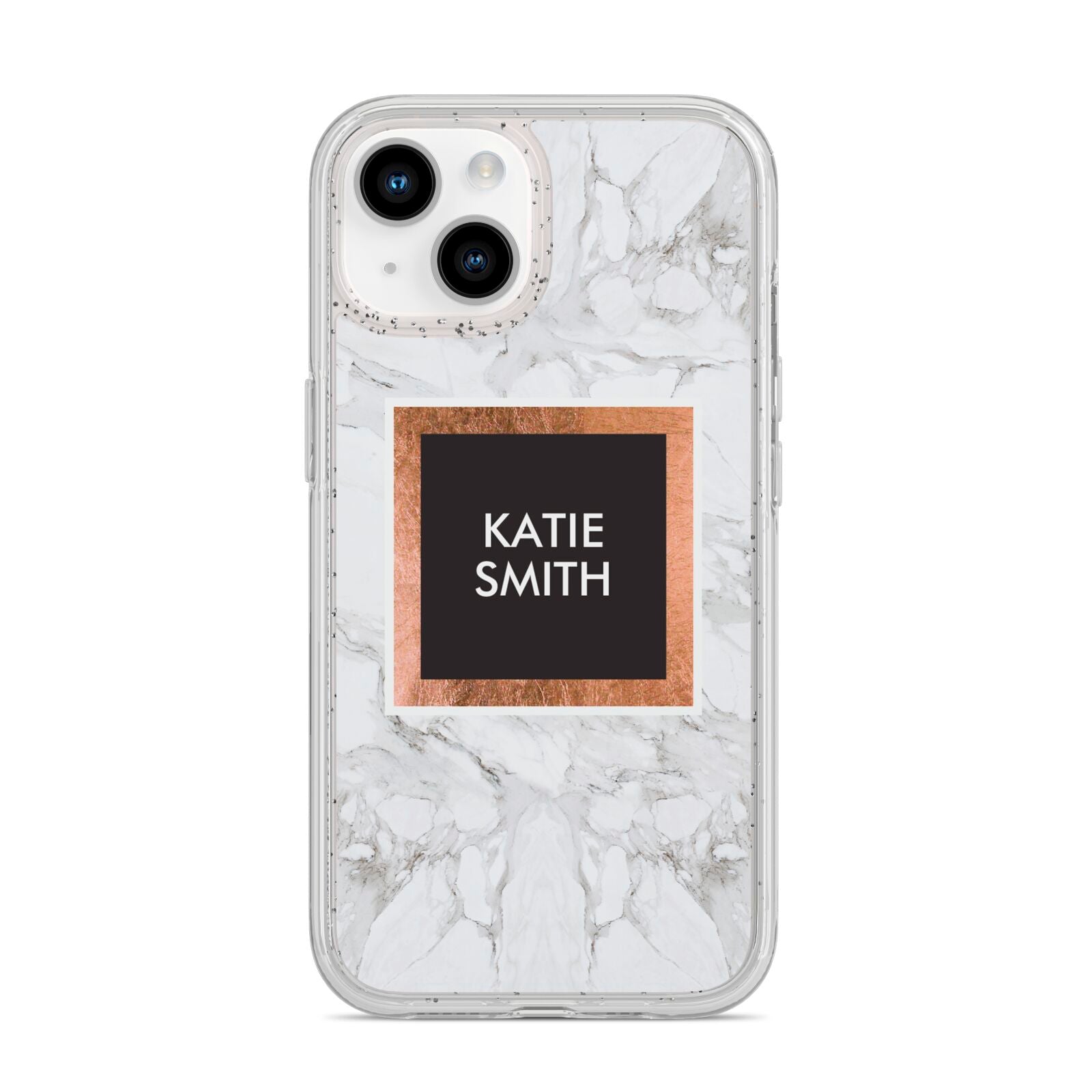Personalised Marble Name Text Initials iPhone 14 Glitter Tough Case Starlight