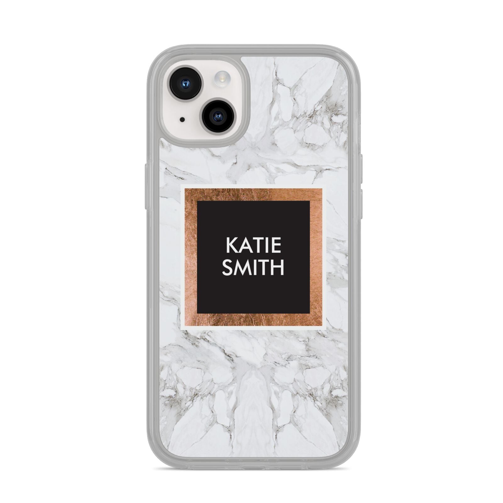 Personalised Marble Name Text Initials iPhone 14 Plus Clear Tough Case Starlight
