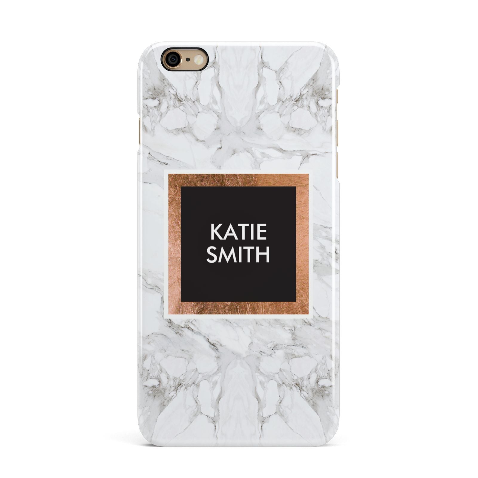 Personalised Marble Name Text Initials iPhone 6 Plus 3D Snap Case on Gold Phone
