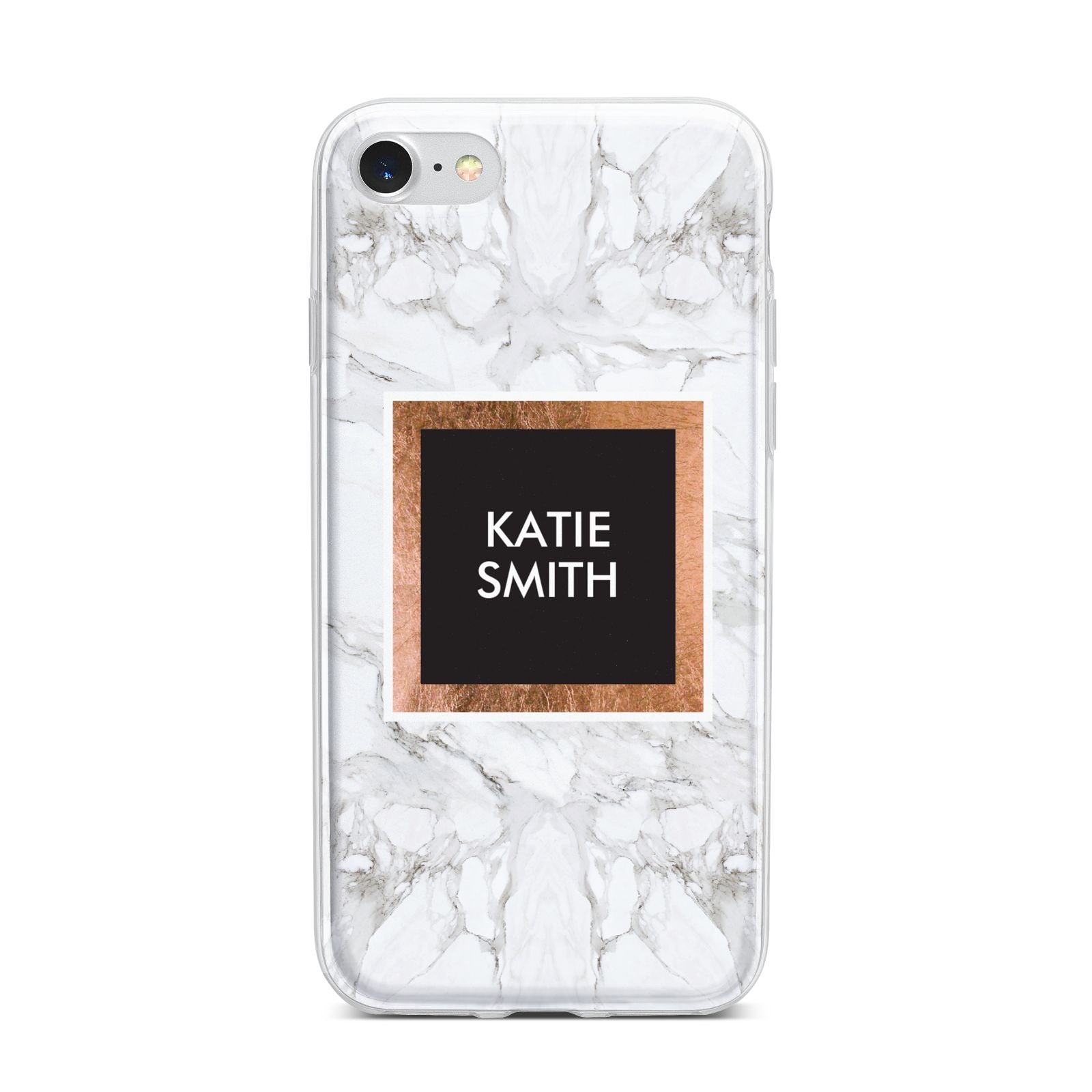 Personalised Marble Name Text Initials iPhone 7 Bumper Case on Silver iPhone