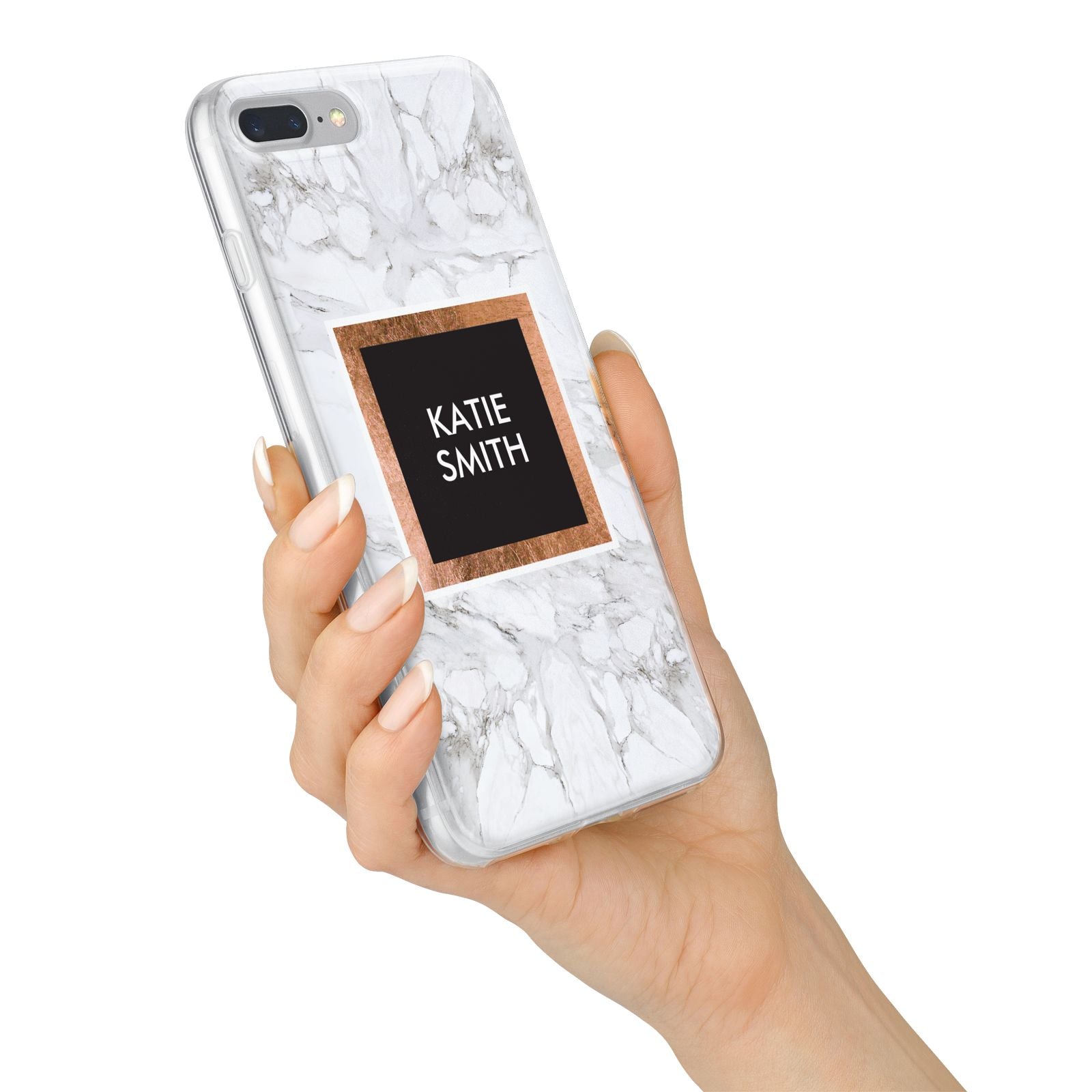 Personalised Marble Name Text Initials iPhone 7 Plus Bumper Case on Silver iPhone Alternative Image