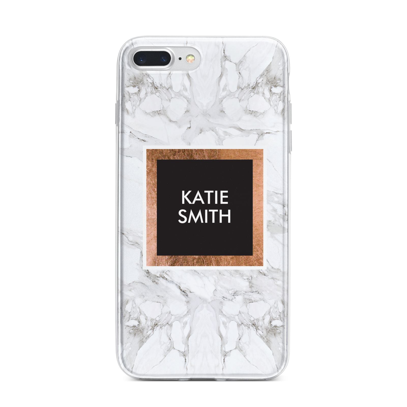 Personalised Marble Name Text Initials iPhone 7 Plus Bumper Case on Silver iPhone