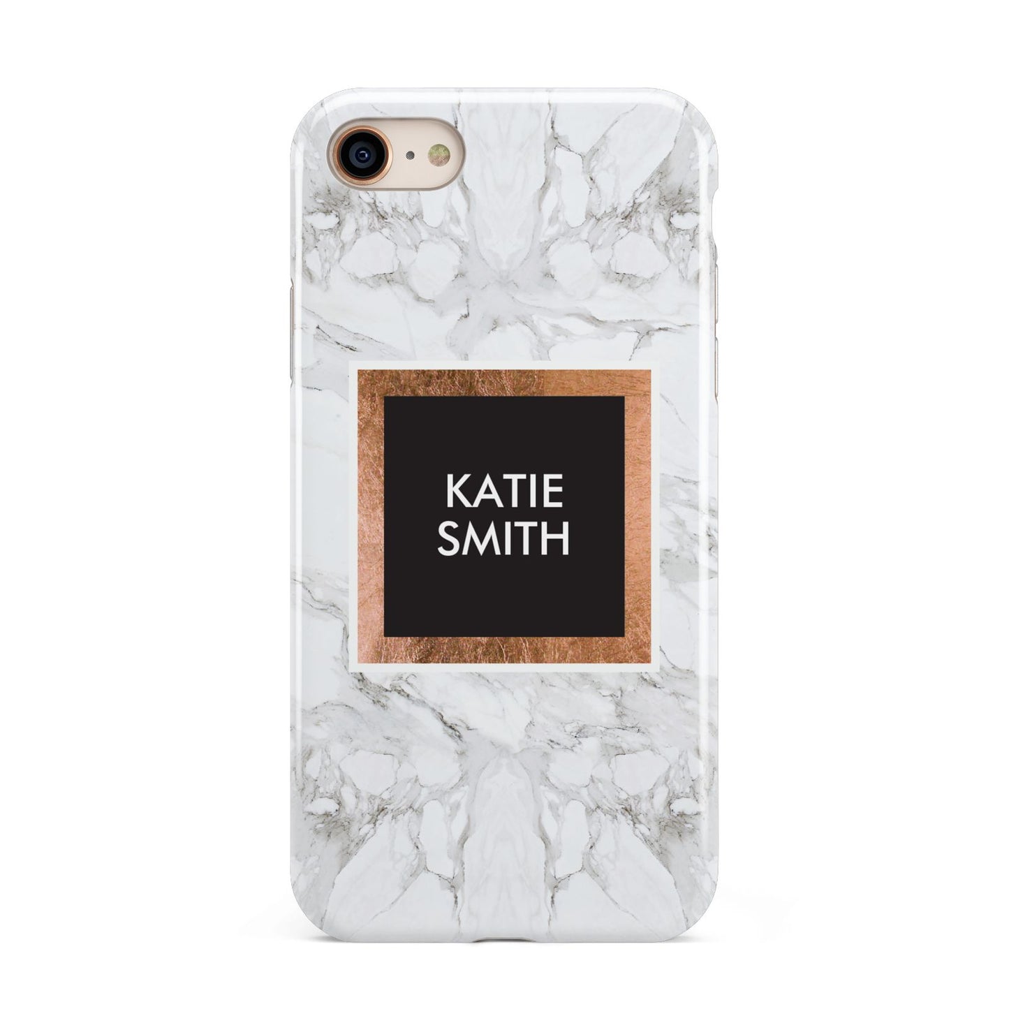 Personalised Marble Name Text Initials iPhone 8 3D Tough Case on Gold Phone