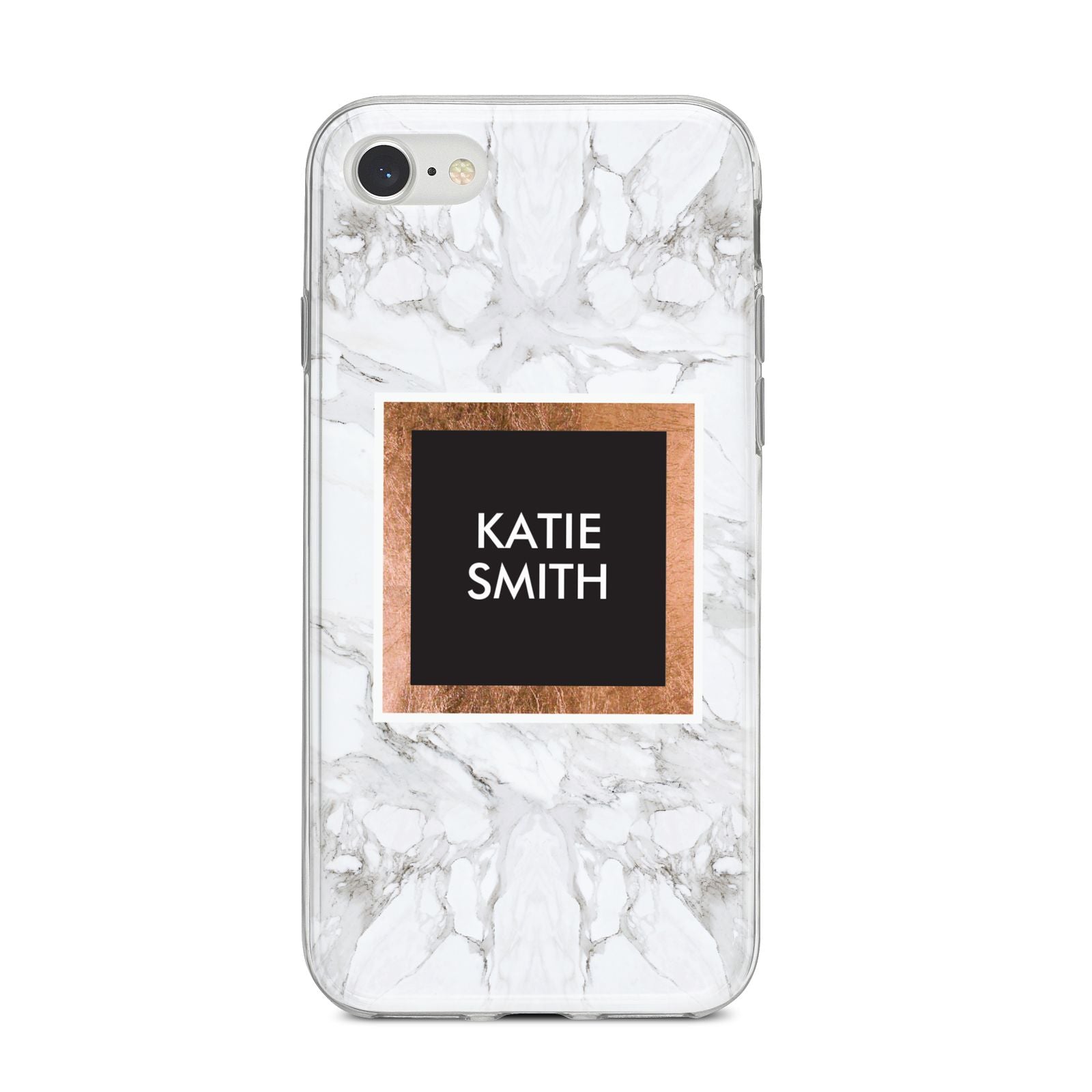 Personalised Marble Name Text Initials iPhone 8 Bumper Case on Silver iPhone