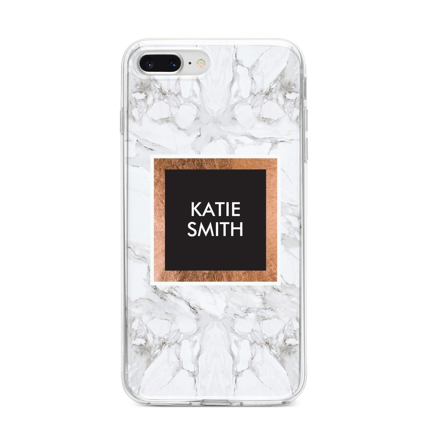 Personalised Marble Name Text Initials iPhone 8 Plus Bumper Case on Silver iPhone