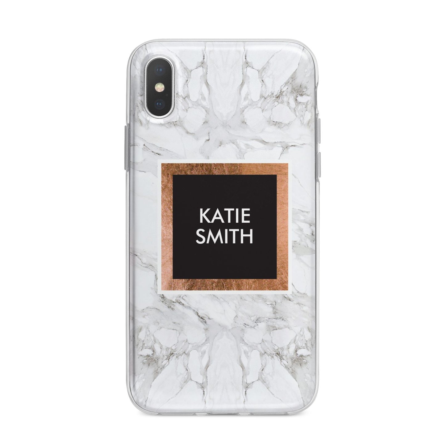 Personalised Marble Name Text Initials iPhone X Bumper Case on Silver iPhone Alternative Image 1