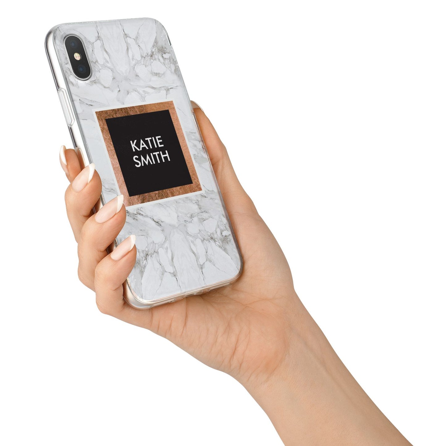 Personalised Marble Name Text Initials iPhone X Bumper Case on Silver iPhone Alternative Image 2