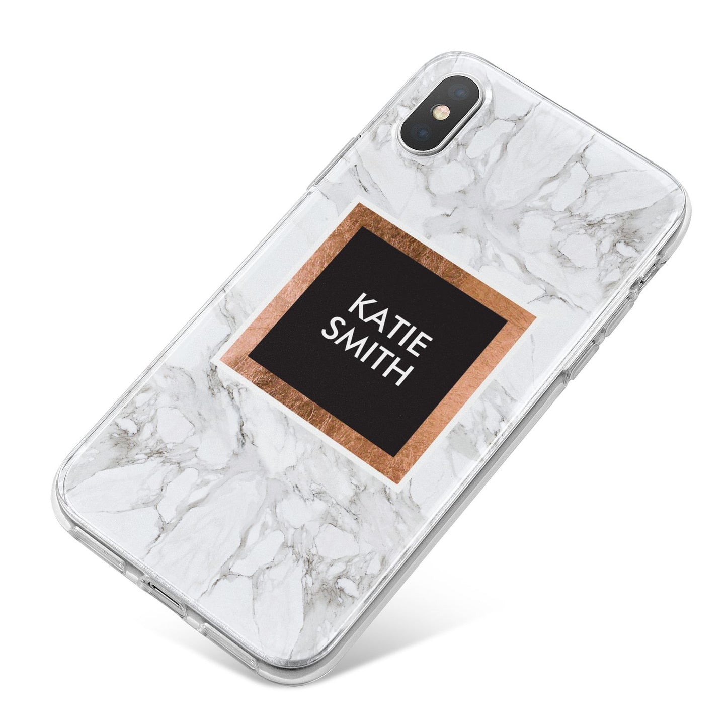 Personalised Marble Name Text Initials iPhone X Bumper Case on Silver iPhone