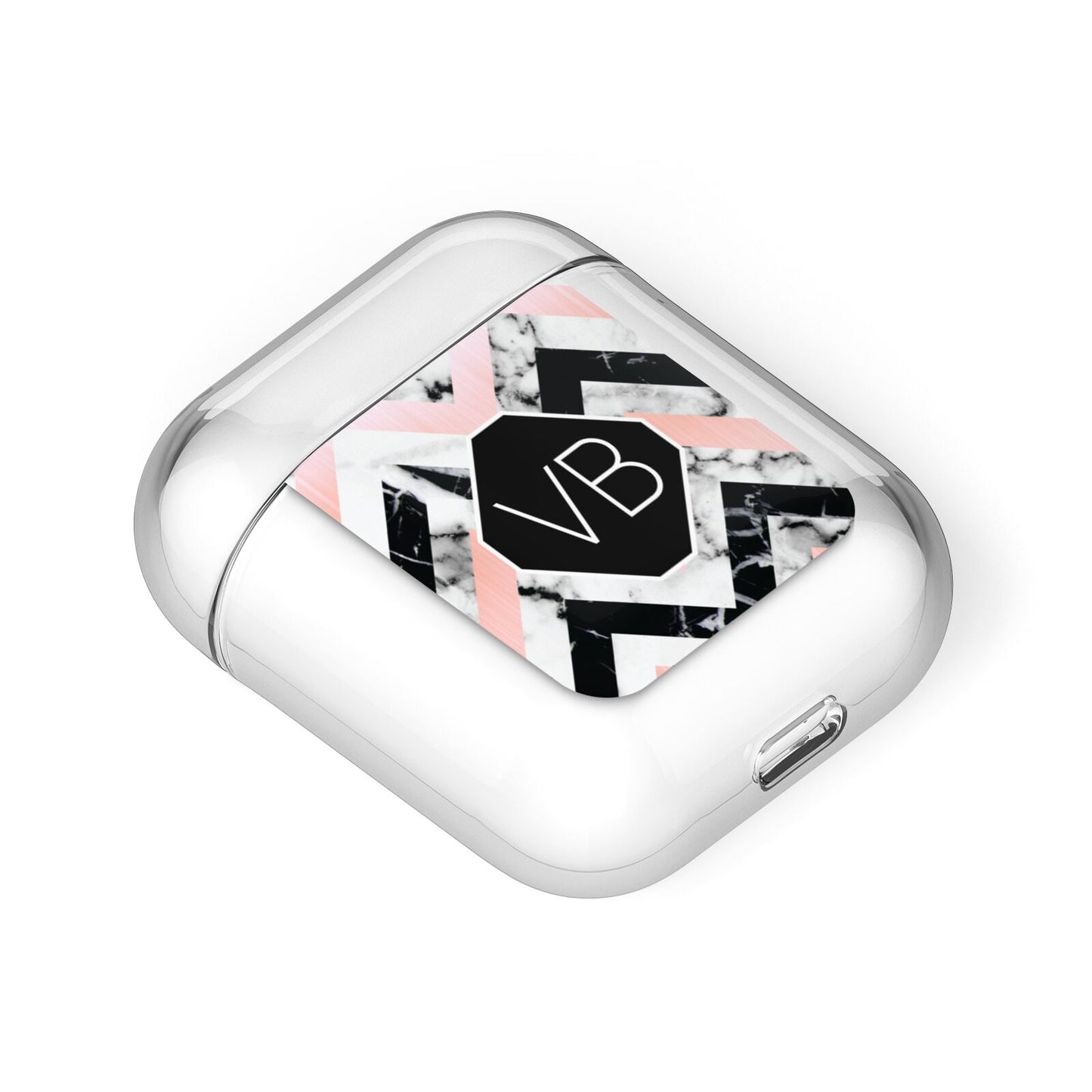 Personalised Marble Pattern Initials AirPods Case Laid Flat