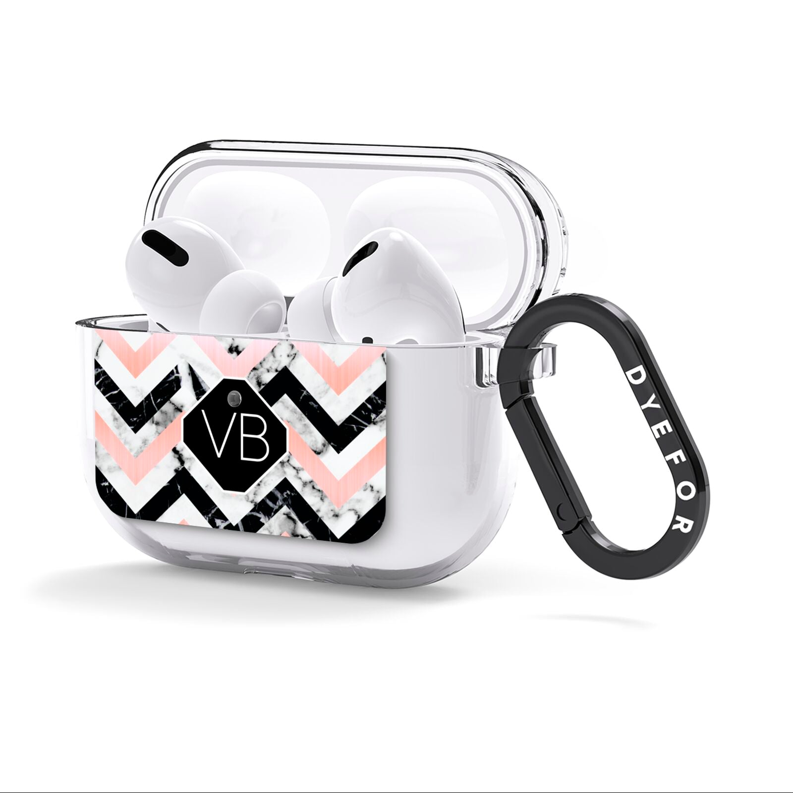 Personalised Marble Pattern Initials AirPods Clear Case 3rd Gen Side Image