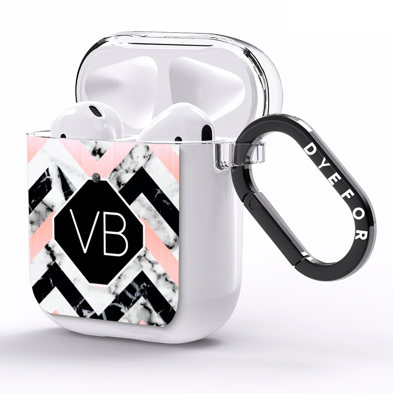 Personalised Marble Pattern Initials AirPods Clear Case Side Image