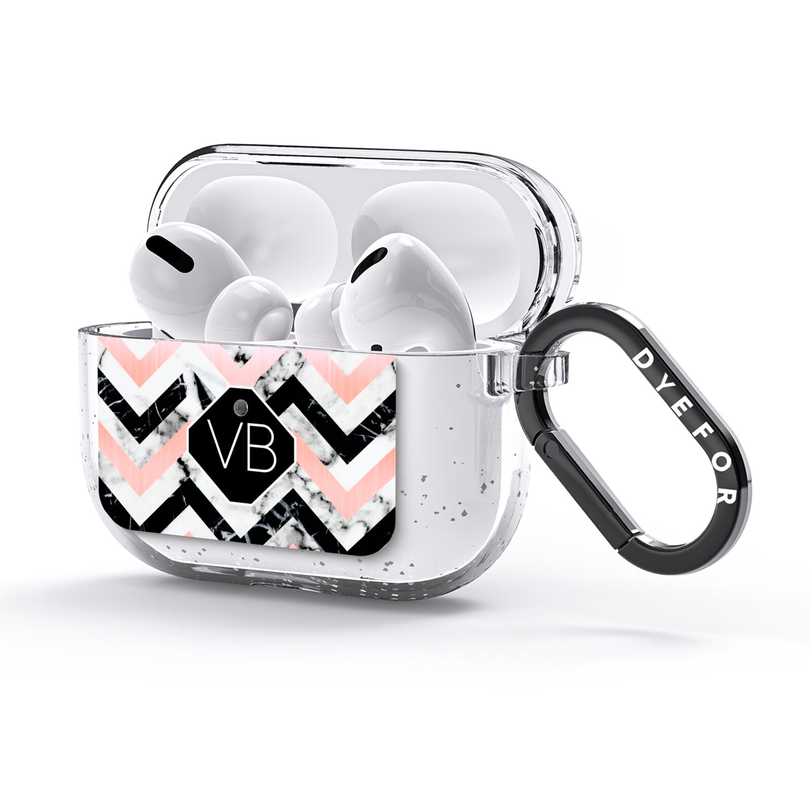 Personalised Marble Pattern Initials AirPods Glitter Case 3rd Gen Side Image