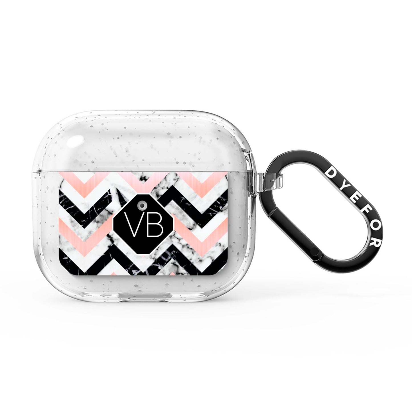 Personalised Marble Pattern Initials AirPods Glitter Case 3rd Gen