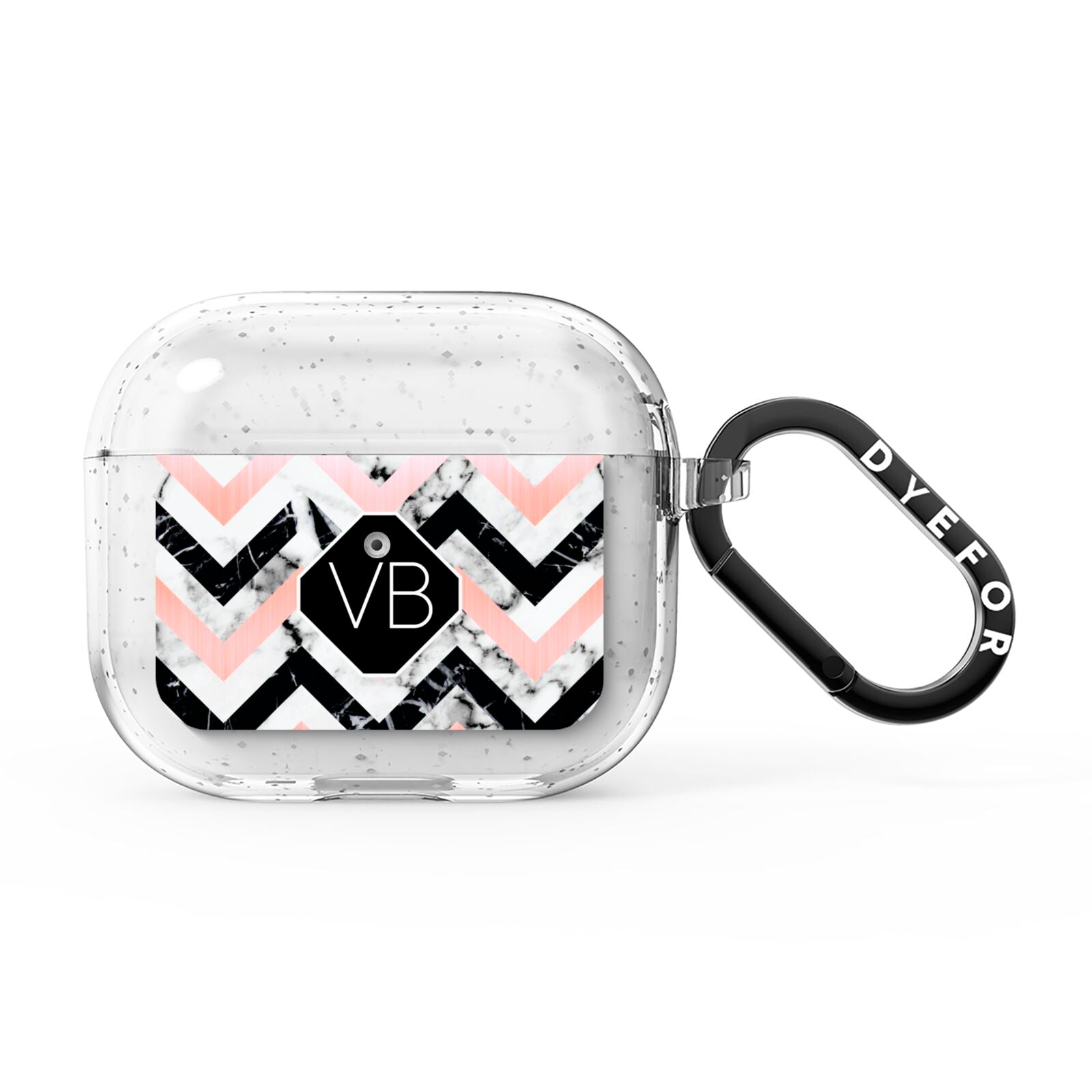 Personalised Marble Pattern Initials AirPods Glitter Case 3rd Gen