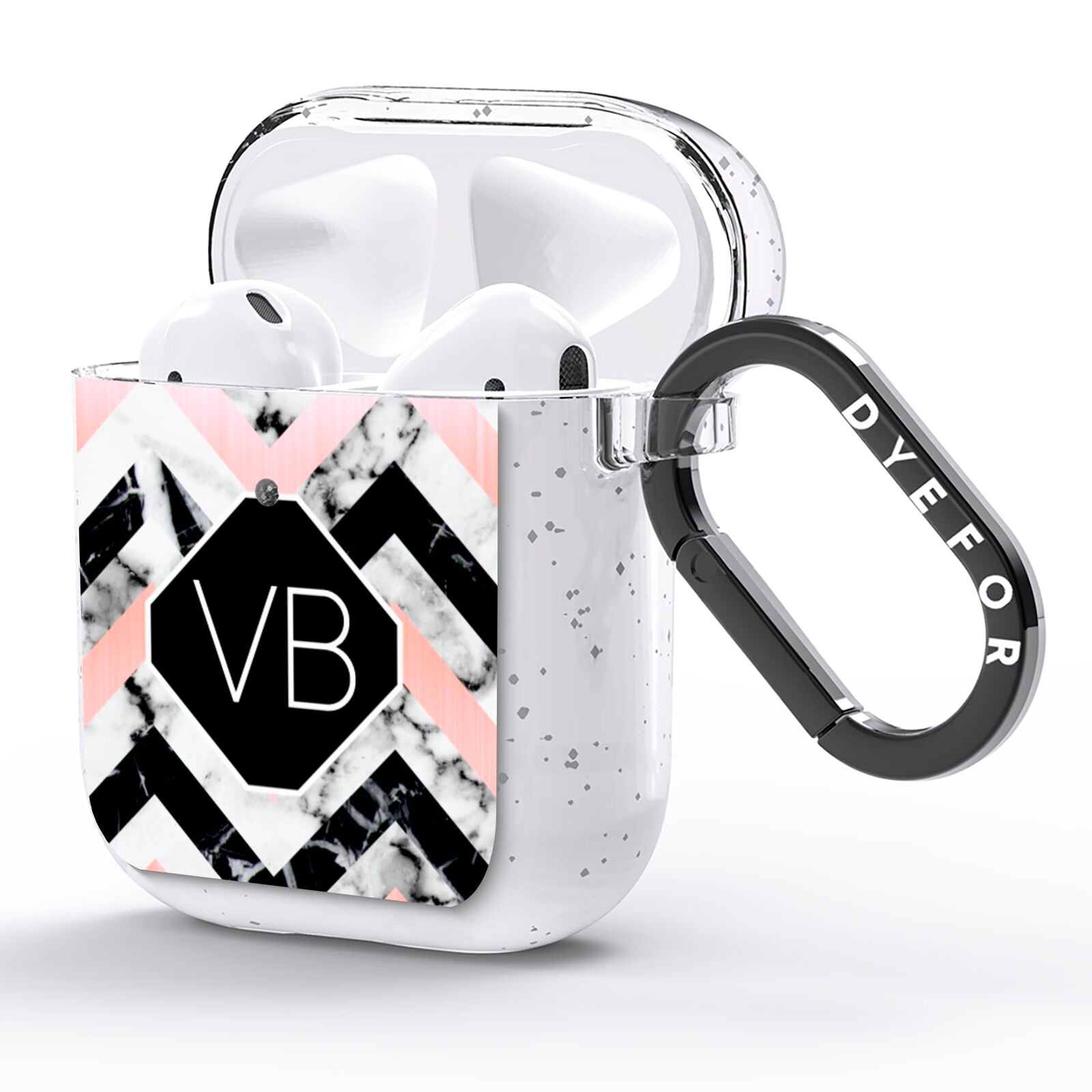 Personalised Marble Pattern Initials AirPods Glitter Case Side Image