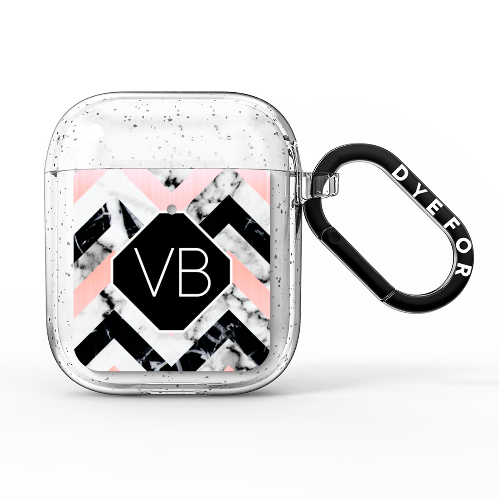 Personalised Marble Pattern Initials AirPods Glitter Case