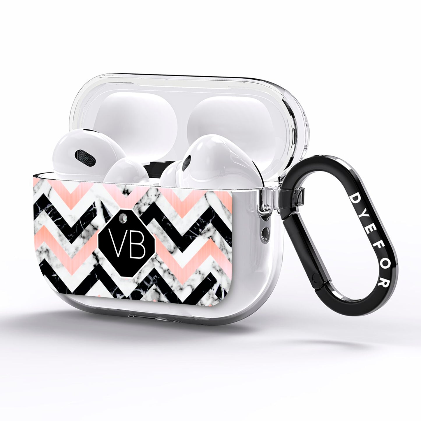 Personalised Marble Pattern Initials AirPods Pro Clear Case Side Image