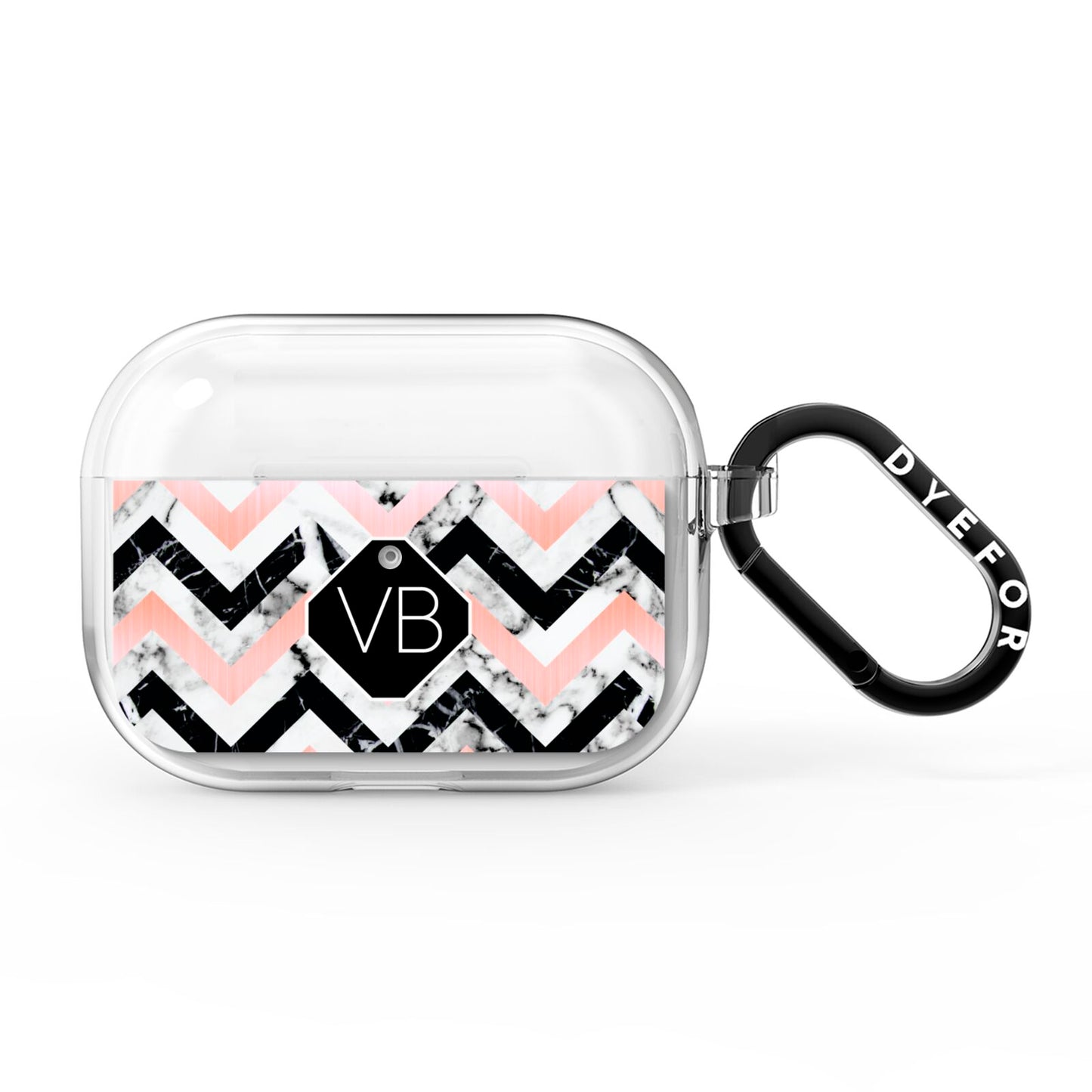 Personalised Marble Pattern Initials AirPods Pro Clear Case