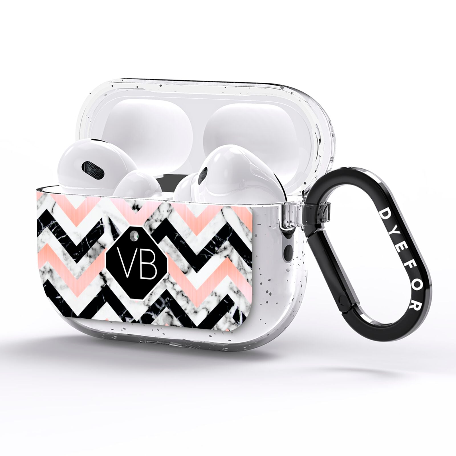 Personalised Marble Pattern Initials AirPods Pro Glitter Case Side Image