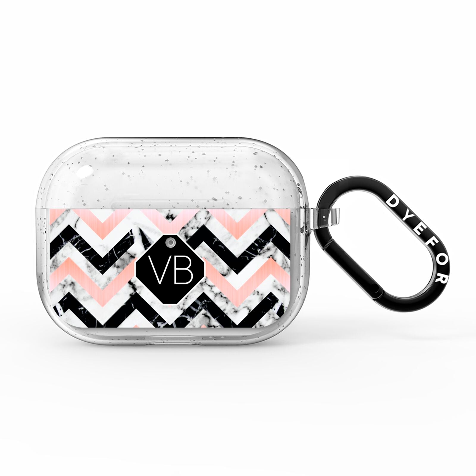 Personalised Marble Pattern Initials AirPods Pro Glitter Case