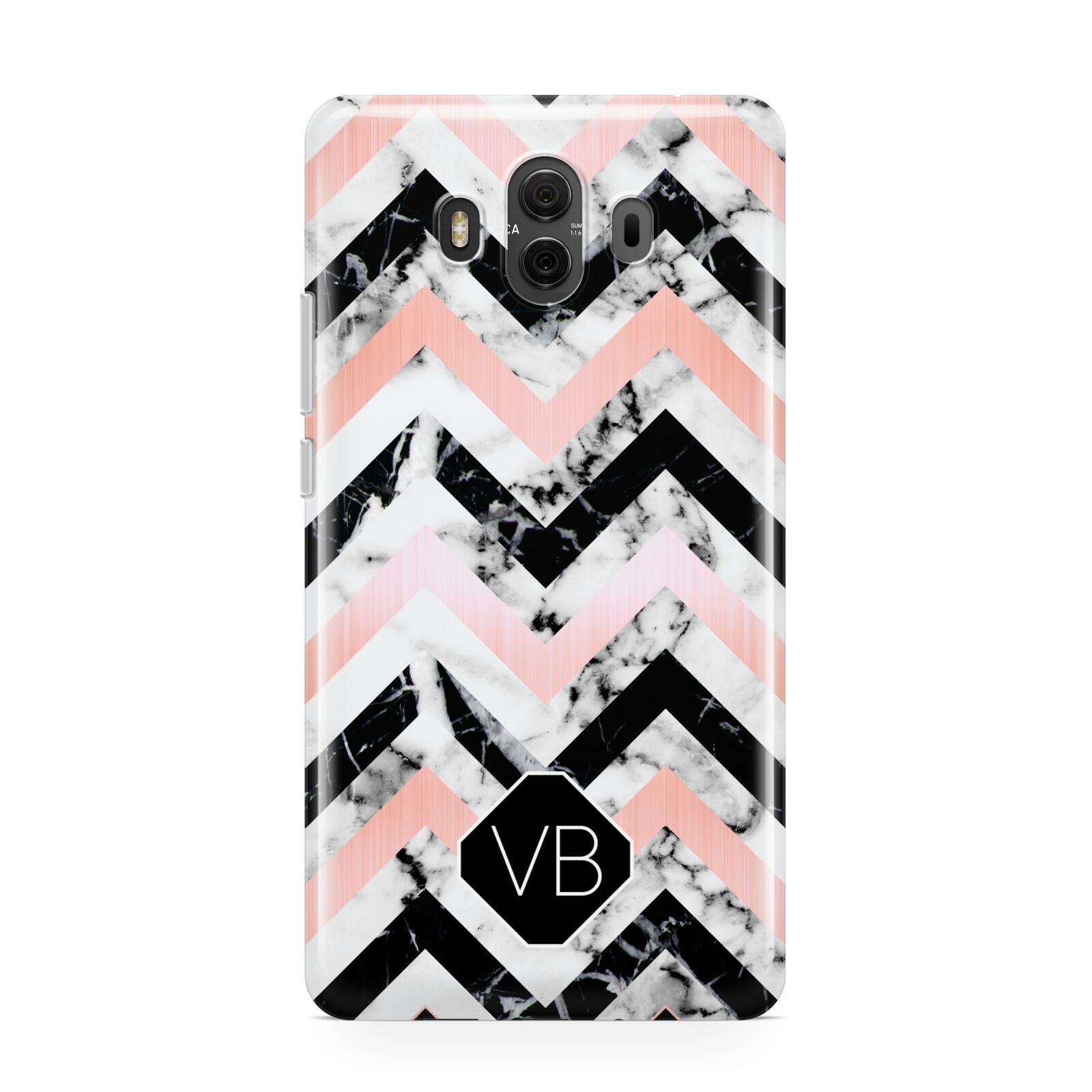 Personalised Marble Pattern Initials Huawei Mate 10 Protective Phone Case