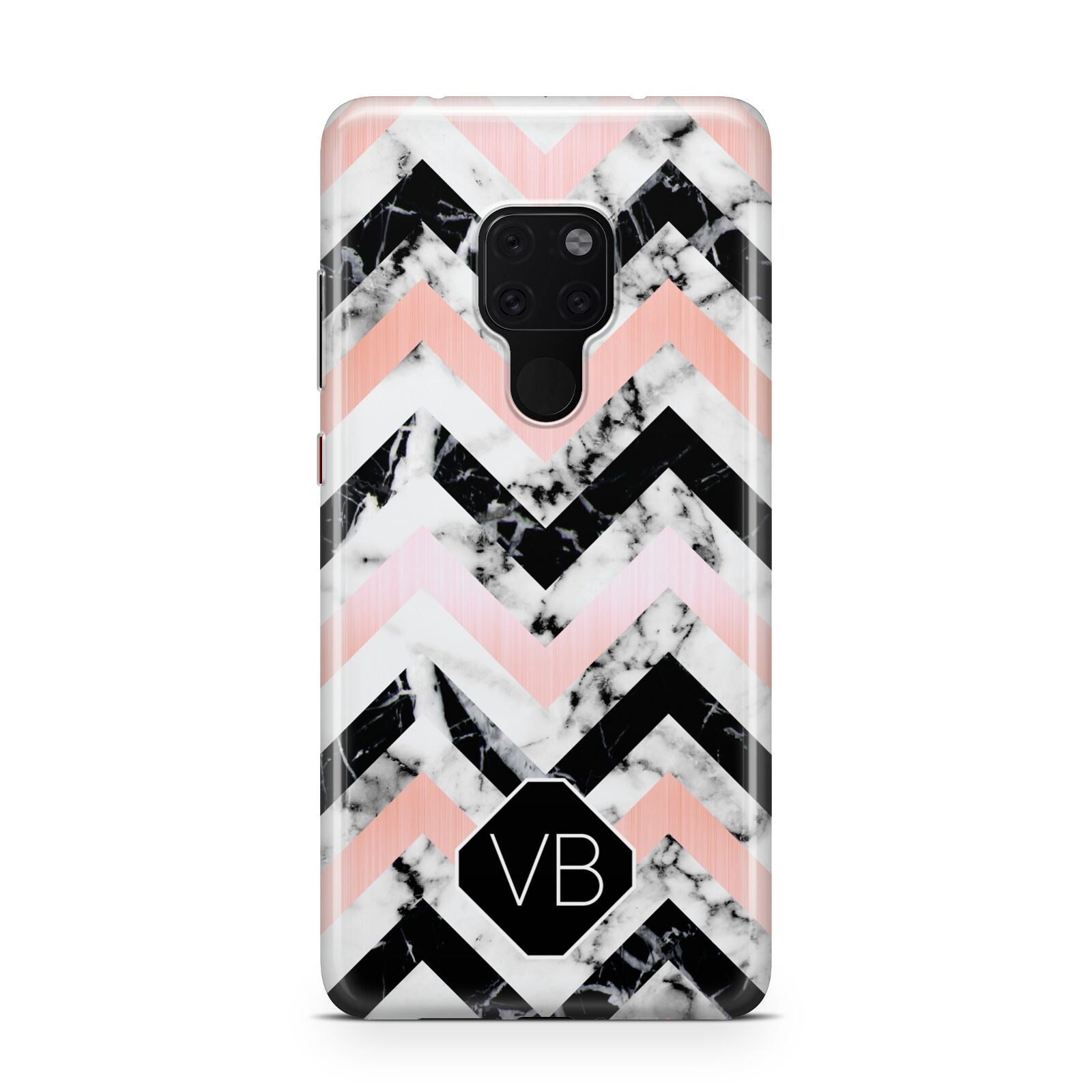 Personalised Marble Pattern Initials Huawei Mate 20 Phone Case