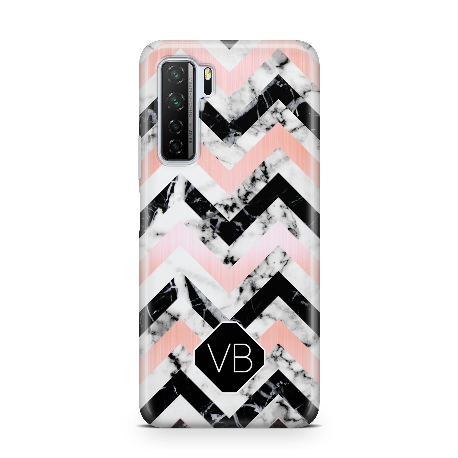 Personalised Marble Pattern Initials Huawei P40 Lite 5G Phone Case