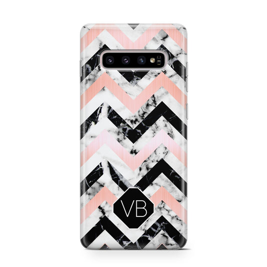Personalised Marble Pattern Initials Protective Samsung Galaxy Case