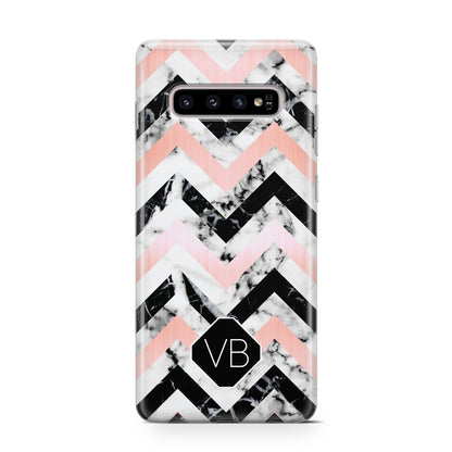 Personalised Marble Pattern Initials Samsung Galaxy S10 Case