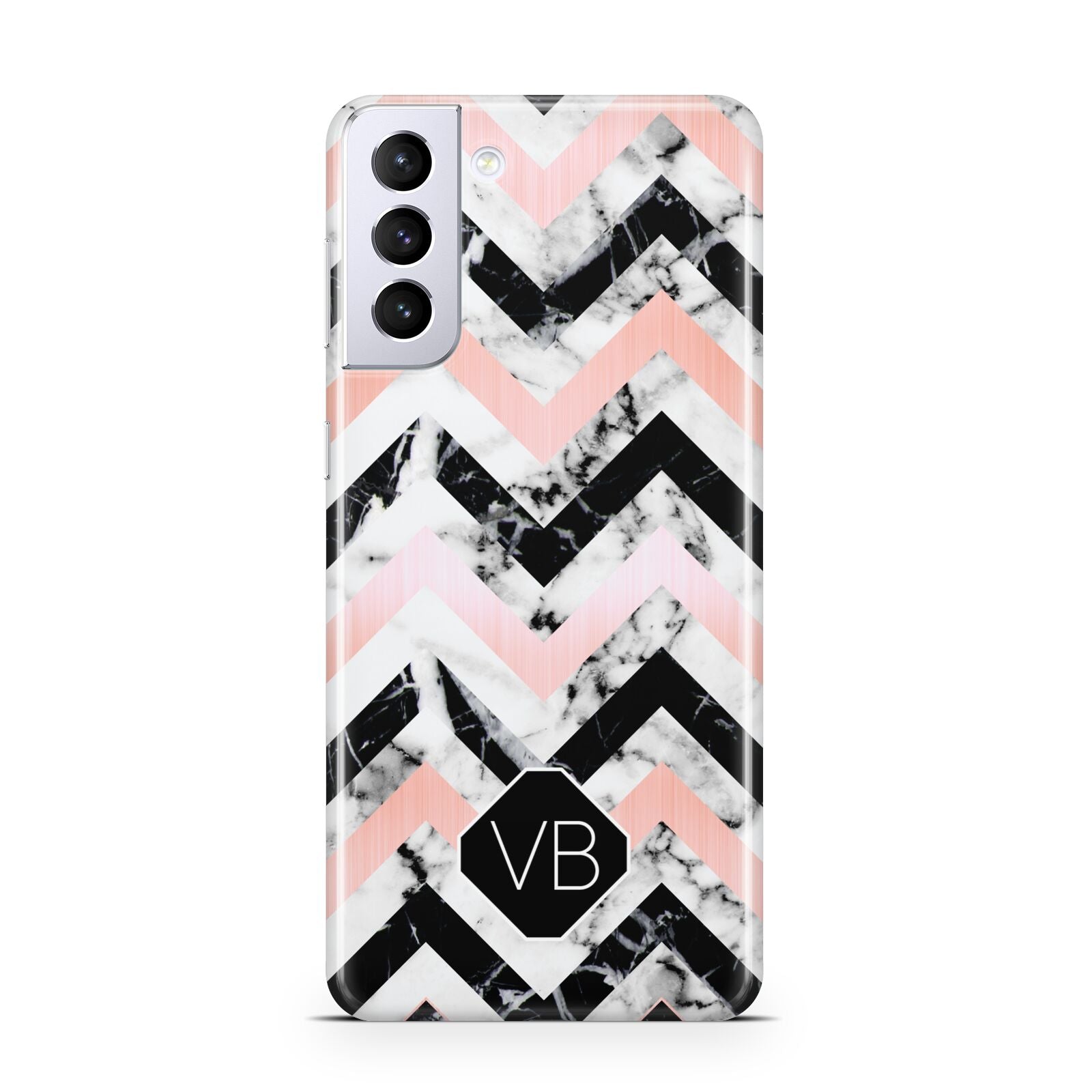 Personalised Marble Pattern Initials Samsung S21 Plus Phone Case
