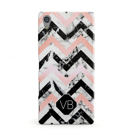 Personalised Marble Pattern Initials Sony Xperia Case